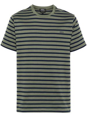 A.P.C. Emilien striped cotton T-shirt - Green