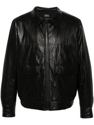 A.P.C. faux-leather zip-up bomber jacket - Black