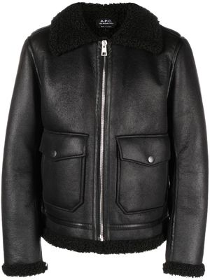 A.P.C. faux-shearling trim bomber jacket - Black