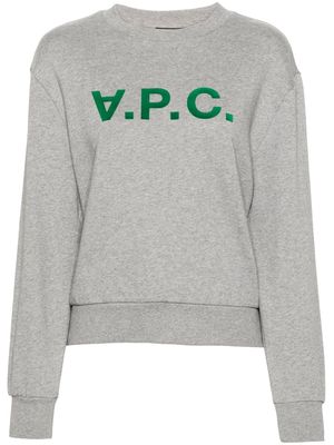 A.P.C. flocked-logo cotton jumper - Grey