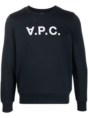 A.P.C. flocked-logo cotton sweatshirt - Blue
