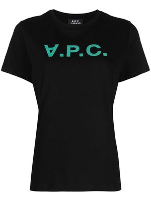 A.P.C. flocked-logo cotton T-shirt - Black