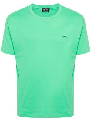 A.P.C. flocked-logo cotton T-shirt - Green