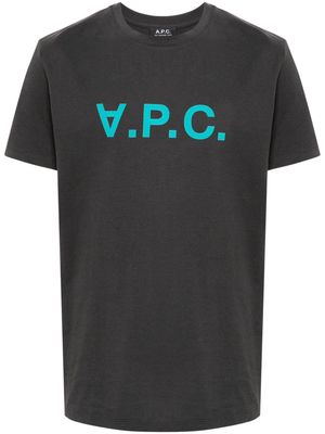 A.P.C. flocked-logo cotton T-shirt - Grey