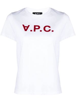 A.P.C. flocked-logo cotton T-shirt - White