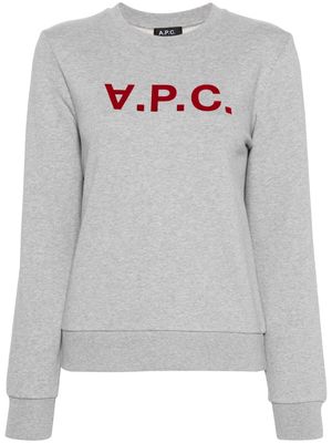 A.P.C. flocked logo organic cotton sweatshirt - Grey