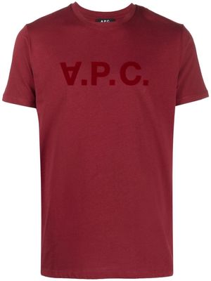 A.P.C. flocked logo-print T-shirt - Red