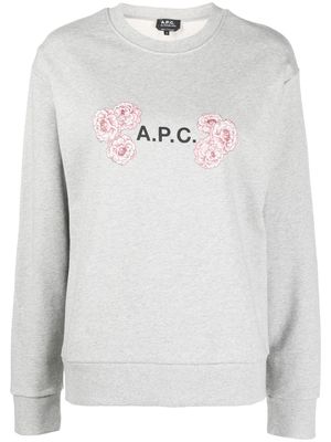 A.P.C. floral logo-print sweatshirt - Grey