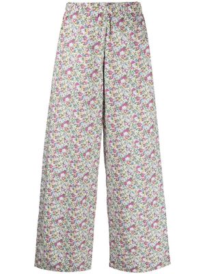 A.P.C. floral-print cotton palazzo trousers - Green