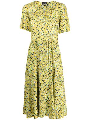 A.P.C. floral-print flared dress - Yellow