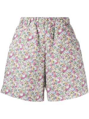 A.P.C. floral-print high-waisted shorts - Green