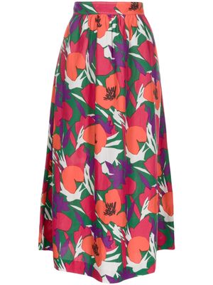 A.P.C. floral-print midi skirt - Red