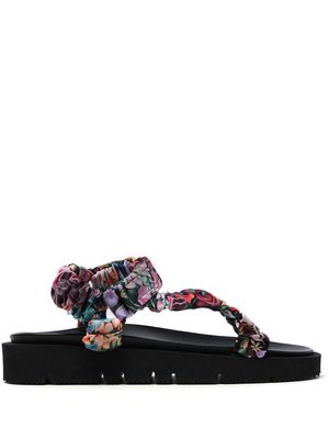 A.P.C. floral T-bar flat sandals - Black