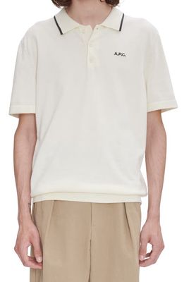 A.P.C. Fynn Oversize Tipped Polo in Blanc