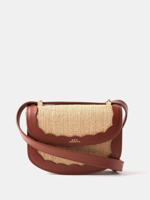 A.P.C. - Genève Leather-trim Jute Cross-body Bag - Womens - Beige