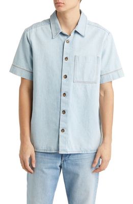A. P.C. Gil Short Sleeve Denim Button-Up Shirt in Bleached Out