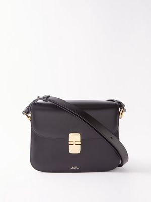 A.P.C. - Grace Large Smooth-leather Shoulder Bag - Womens - Black