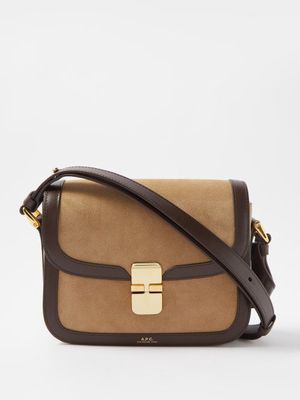 A.P.C. - Grace Small Suede And Leather Shoulder Bag - Womens - Beige Multi