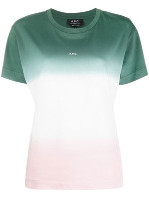 A.P.C. gradient-effect logo-print T-shirt - Pink