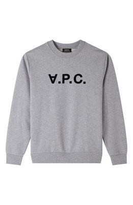 A.P.C. Grand V.P.C. Logo Sweatshirt in Gris Chine /Dark Navy