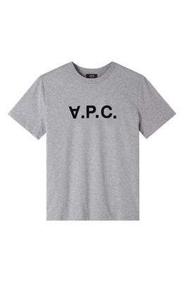 A.P.C. Grand V.P.C. Logo T-Shirt in Gris Chine /Dark Navy