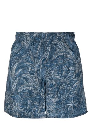 A.P.C. graphic-print elasticated-waistband shorts - Blue