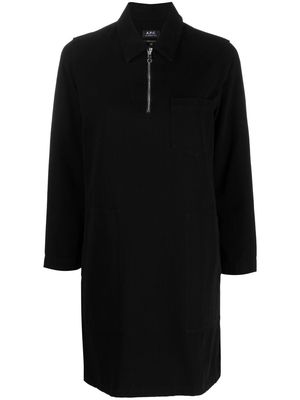 A.P.C. half-zip shirt dress - Black