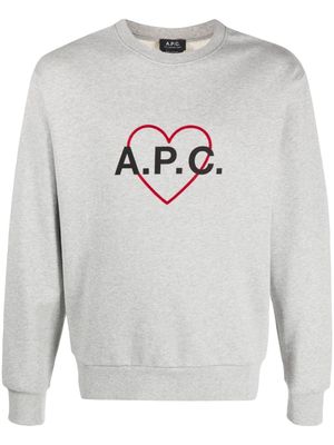 A.P.C. heart logo-print sweatshirt - Grey