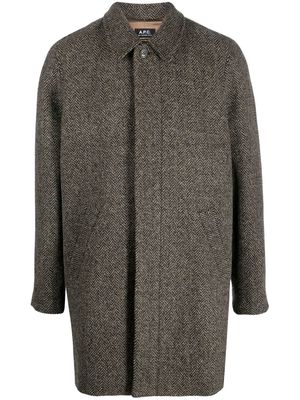 A.P.C. herringbone wool coat - Brown