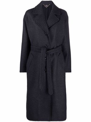A.P.C. houndstooth-print buttoned coat - Blue