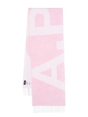 A.P.C. intarsia-knit logo scarf - Pink