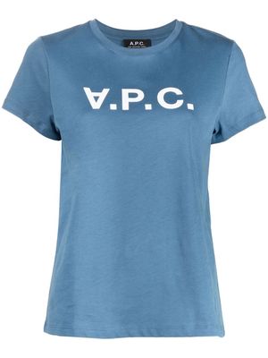 A.P.C. inverted logo print T-shirt - Blue