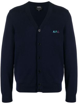 A.P.C. Joseph logo-embroidered cardigan - Blue
