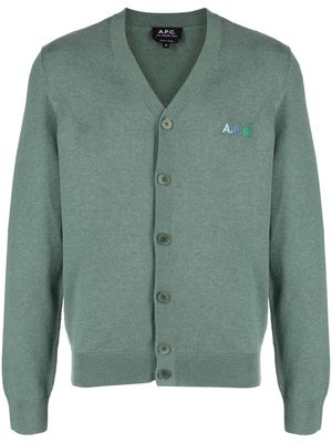 A.P.C. Joseph logo-embroidered cardigan - Green