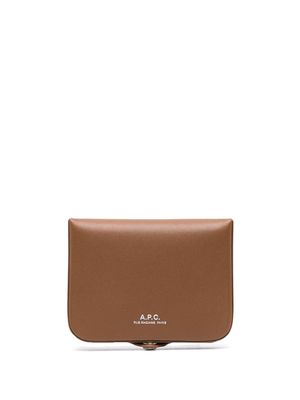A.P.C. Josh snap-fastening leather wallet - Brown