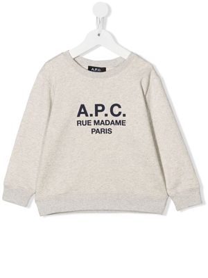 A.P.C. KIDS logo-print cotton sweatshirt - Green