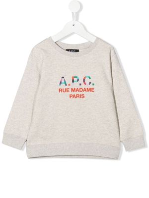 A.P.C. KIDS logo-print cotton sweatshirt - Grey