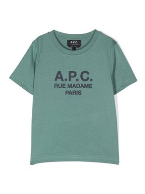 A.P.C. KIDS logo-print cotton T-shirt - Green