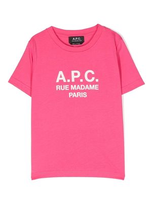 A.P.C. KIDS logo-print cotton T-shirt - Pink