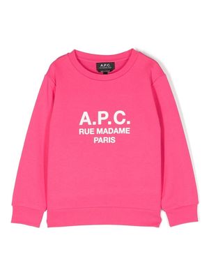 A.P.C. KIDS logo-print crew-neck sweatshirt - Pink