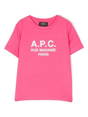 A.P.C. KIDS logo-print crew-neck T-shirt - Pink