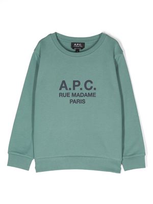 A.P.C. KIDS logo-print long-sleeve sweatshirt - Green