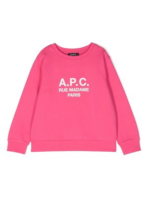 A.P.C. KIDS logo-print long-sleeve sweatshirt - Pink