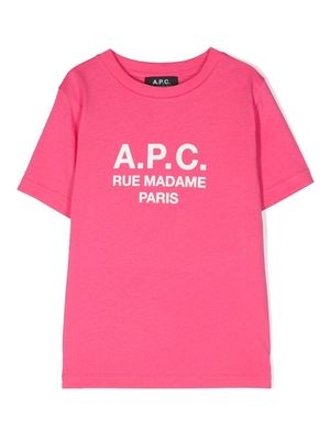 A.P.C. KIDS logo-print short-sleeve T-shirt - Pink