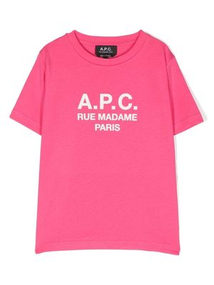 A.P.C. KIDS logo-print T-shirt - Pink