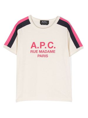 A.P.C. KIDS striped logo-print T-shirt - Pink