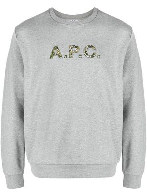 A.P.C. logo-appliqué cotton sweatshirt - Grey