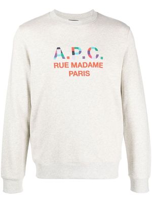 A.P.C. logo crew-neck jumper - Neutrals