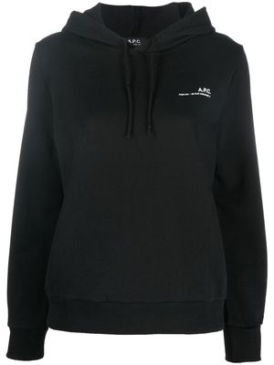 A.P.C. logo drawstring hoodie - Black