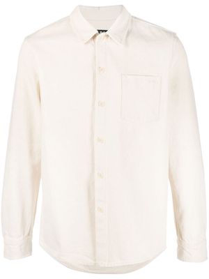 A.P.C. logo-embroidered cotton shirt - Neutrals